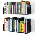 Pikify Floating Wall Mount Metal U Shape Shelf Book CD DVD Storage Display Bookcase Black Set of 2 [ Made in INIDIA ]