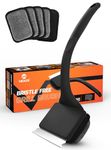 MEKER Grill Brush Bristle Free, Grill Cleaner Brush with 5 BBQ Replacement Head for Cast Iron, Stainless Steel Grates, Safe Grill Scraper Outdoor BBQ Grill, Black