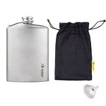 SILVERANT Titanium Hip Flask for Liquor 500ml/17.59 fl oz, Backpacking Pocket Flask with Funnel -Sandblasted Finish