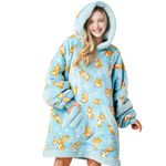 Giggling Getup Wearable Blanket Hoodie for Women Men - Oversized Flannel Sherpa Fleece Sweatshirt Blanket - with Giant Pocket & Sleeves - Cozy Warm Blanket Birthday Gifts for Adults Corgi