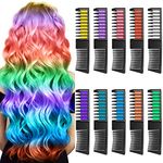 10 Colors Hair Chalk Combs for Girls Gifts, Temporary Hair Color Chalk Comb Set, Popular Chalks on Birthday Cosplay Halloween Party, Washable Hair Chalk Pens Safe for Kids, Teen (Age 3+)