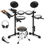 CAHAYA Electric Drum Set Kit - Portable Electronic Drum with Quiet Mesh 9" Dual Zone Snare 350 Sounds 25 Drum Kits and USB/MIDI Compatibility and Headphones for Kids Adult Beginners as Gift
