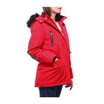 Rokka&Rolla Women's Thickened Warm Parka Jacket Winter Coat with Removable Faux Fur Hood, Fresh Red, Large