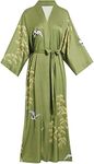 Aensso long soft silk y kimono robe