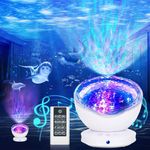 VOGHERB Ocean Wave Projector, Sensory Lights with 8 Lighting Modes, Skylight Projector with 6 Sleep Aids, Remote Control Projection Lamp, Timing Function, for Children, Bedroom, Living Room Decoration