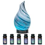 Aromatherapy Essential Oil Diffuser for Home- 150ml Art Glass Diffuser for Essential Oils with Waterless Auto Shut-Off 4 Timer 7 Colors LED Night Light for Home Office Decor Gifts for Women