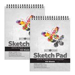 Brite Crown Sketch Book 2-Pack – Sketch Pad 9 x 12-100 Sheets Per Pad- Perforated Sketchbook Art Paper for Pencils, Pens, Markers, Pastels, Charcoal and Dry Media (64lb/95gsm) Acid Free Drawing Paper
