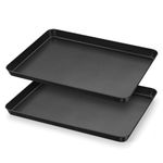 Nonstick Baking Tray Set of 2, Homikit Carbon Steel Oven Baking Sheet Pan, 40.3x30.5x2.5cm, Ideal for Roasting Cooking, Focaccia Pizza Cookie, Non-Toxic, Heavy-Duty & Easy Clean, Black