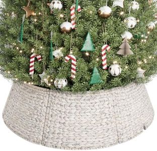 ELYKEN 42 Inch Woven Rattan Christmas Tree Collar, 8-Piece Xmas Tree Skirt