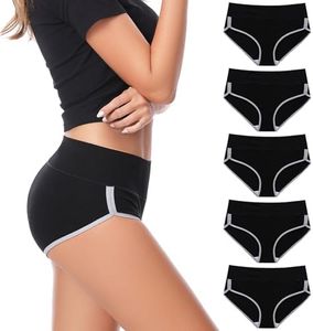 METSOTSO Womens Underwear Cotton High Waisted for Underwear Women Full Coverage Seamless Briefs Soft Stretch Breathable Everyday Hipster Ladies Panties Full Coverage Comfy Briefs - Black 5 pack