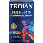 Trojan Condom Pleasures Fire and Ice Dual Action Lubricant, 10 Count