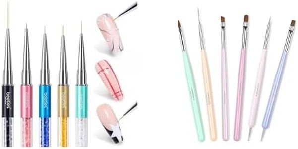 Beetles Gel Polish Nail Art Liner Brushes 5Pcs Painting Design Pen Set Diamond Application with Gel Polish Nail Brushes, 6 Pcs Fingernail Art Design Pens, Wood Alloy Handle, Dotting