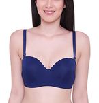 Brachy Women's Every Day's Padded Underwired Demi Bra T Shirt Padded Underwired Pushup Bra (Blue,30B) 85% Poly Cotton, 15% Elastane