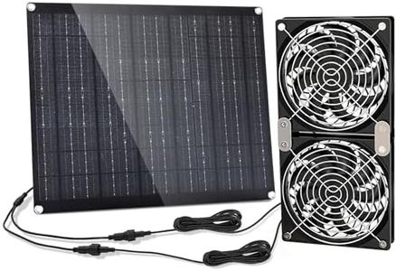 Solar Fan, Solar Panel Fan, 30W Solar Powered Fan with Dual IPX7 Waterproof Fans for Outside Chicken Coops, Greenhouses, Sheds, Intake or Exhaust Air Fan, Solar Ventilation Fan, Solar Exhaust Fan