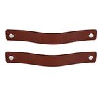 Brute Strength - Leather Handles for Furniture - Cognac - 2 pcs - 20 x 2,5 cm - Cabinet Handle, Door Handle for Kitchen, Bathroom, cabinets, Dresser, Wood