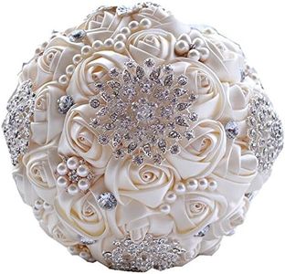 Jackscale JACKCSALE Wedding Bride Bridal Bouquet Brooch Bouquet Bridesmaid Valentine's Day Bouquet Confession (D453 Creamy)