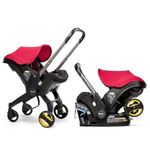 Doona Baby Car Seat & Travel Stroller Flame Red - Convertible Infant Car Seat, Carry Cot and Pram with 5 Point Safety Harness - Ergonomic Pushchair and Travel System - Latch Base Sold Separately*