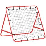 HOMCOM Adjustable Soccer Rebounder Training Net, Lacrosse Baseball Volleyball Rebounder Training Equipment Aid for Kickback Target Goal Play, Red