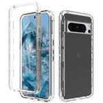 ESTH® for Google Pixel 8 Pro Clear Case, Soft TPU Dustproof Shockproof 360° Full-Body Cover Built-in PC Hybrid Bumper Frame, Built-in Screen Protector, Crystal
