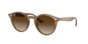 Ray-Ban RB2180F Low Bridge Fit Round Sunglasses, Turtledove/Brown Gradient, 49 mm