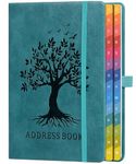 Address Book with Colorful Alphabetical Tabs (8.4" x 5.8") - Hardcover Telephone and Contact Organizer, with Space for Important Website Passwords and Software Licenses - Seagreen