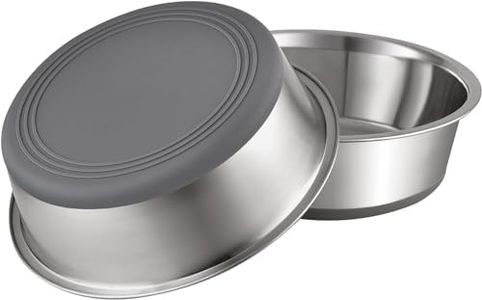 2 Pack Stainless Steel Metal Dog Bowls, Nonslip Rubber Bottom, Dishwasher Safe, Easy to Clean, Each Holds 3.8 US Cup