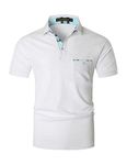 LIUPMWE Men's Polo Shirts Short Sleeve Golf Shirt Casual Fit with Pocket Polo Homme Tops,White-A,XL