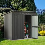 Domi Outdoor Storage Shed 5'x3', Metal Sheds Outdoor Storage Slope Roof with Lockable Doors & Air Vents for Patio Garden Lawn Backyard,Gray