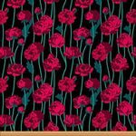 Feelyou Poppy Flower Fabric by The Yard, Vintage Style Flower Branches Upholstery Fabric for Chairs, Retro Stripe Botanical Decorative Fabric for Upholstery and Home DIY Projects, 5 Yards, Red Green