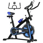 SPORTNOW Indoor Exercise Bike, Stationary Bike, Cycling Machine with Adjustable Seat and Resistance, Heart Rate Sensor, for Home Gym Workout, Blue