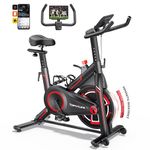 Toputure Magnetic Resistance Exercise Bike with APP, Indoor Cycling for Home Use, Comfortable Seat Cushion Stationary Fitness Bike for Quiet Home Gym Cardio Workout, Max 330LBS Weight Capacity