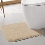 Ultra Thick Toilet Rug Mat Non Slip Bath Mat Rug for Toilet Highly Absorbent Rug for Bathroom Super Soft Contour Rug Microfiber Shaggy Toilet Carpet for Bath U-Shaped (20" x 24", Beige)