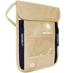 Venture4th Passport Holder Neck Pouch with RFID Blocking – Hidden Neck Wallet (Beige)