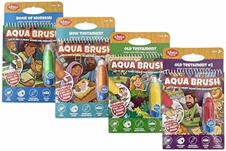 Kanga Toys 4 Pack of Aqua Brush Activity Books for Kids Ages 3+: Old Testament #1, Old Testament #2, New Testament, and Book of Mormon Set