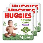 Huggies Nature Care Pants, Medium Size (7-12 Kg) Premium Baby Diaper Pants, 186 Count, Made with 100% Organic Cotton