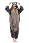 DELEY Unisex One Piece Costume Pajamas Animal Adult Onesie Halloween Cosplay Pajamas for Women and Mens Sleepwear, Grey, Medium