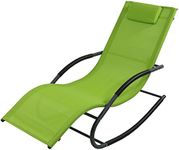 Sunnydaze Outdoor Rocking Wave Lounger with Pillow - Patio and Lawn Lounge Chair Rocker - Green