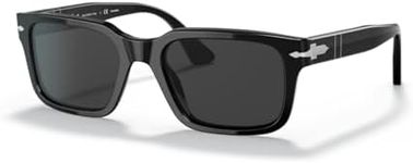 Persol PO3272S Rectangle Polarized Sunglasses Bundle for Men Women, Black