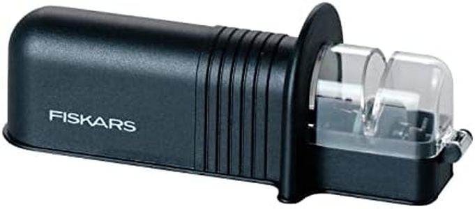 Fiskars Aiguiseur de Couteaux Roll-Sharp avec Pierre à Aiguiser en Céramique, Essential, plastique, noir, 1065598