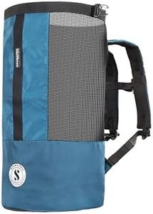 SCUBAPRO Sport 65 Mesh Dive Bag with Roll Top Closure and Side Zipper for Snorkeling and Scuba Diving Gear, Denim Blue Color Fabric