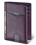 VULKIT Bifold Front Pocket Slim Wallet RFID Blocking Minimalist Thin Leather Credit Card Holder Wallet for Men and Women Cross Wine