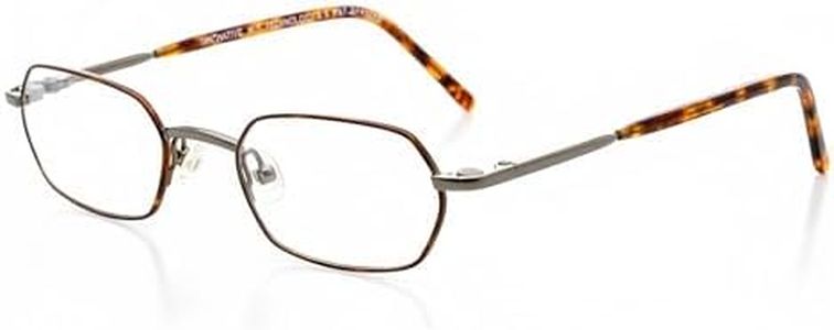 Hit Notion Modified Oval Prescription Eyeglass Frames for Men Women - Metal Full Rim - Gunmetal Amber - 48-20-140 - Lightweight Comfortable Fit
