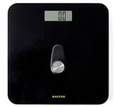 Salter 9224 BK3R Eco Power Digital Bathroom Scale – Electronic Body Weight Scale with 180KG Capacity, Tempered Glass Platform, No Batteries Required, Push to Power, Easy Read LCD Display, Black