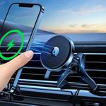 WOFALO 15W Magsafe Car Mount, [Aluminum Alloy] Air Vent Magnetic Phone Holder for Car,Qi Fast Wireless Car Charger Use with Magnet Case Only Compatible for iPhone 12/13/14 Pro/Max/Plus/Mini