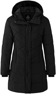 Wantdo Women's Winter Quilted Puffer Jackets Bubble Coats Long Parka Black L