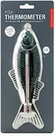 Kikkerland Hanging Fish Thermometer Chrome Plated Stainless Steel Farenheit/Celsius Indoor Outdoor
