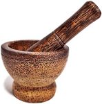 POPPIP H 3 x Diameter 3.5 "Thai Palm Wood Small Mortar and Pestle Set for Small Quantity Mixer Herbs Garlic Pepper Thai Handcraft Beautiful Mini Wooden Kitchen Tool Souvenir Gift