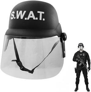 Nicky Bigs Novelties Police S.W.A.T. Team Helmet with Folding Visor Costume Accessory, Black, One Size