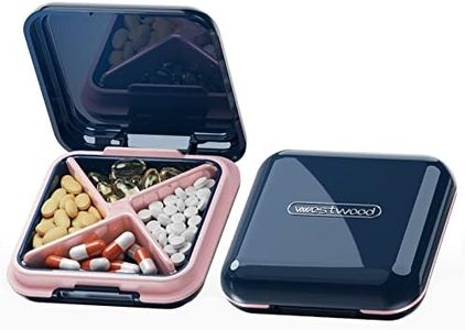 DUBSTAR Pill Case,Small Pill Box - Waterproof Portable Daily Small Pill Case for Purses Pocket Compact Travel Medicine Holder for Vitamins,Fish Oils,Supplements,Medication(Deep Blue)