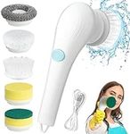 Electric Spin Scrubber,Cordless Motorized Cleaning Brush and Five Interchangeable Brush Heads,Handheld Power Shower Scrubber Cordless,Suitable for Wall, Floor, Tile, Bathtub, Kitchen, Bathroom